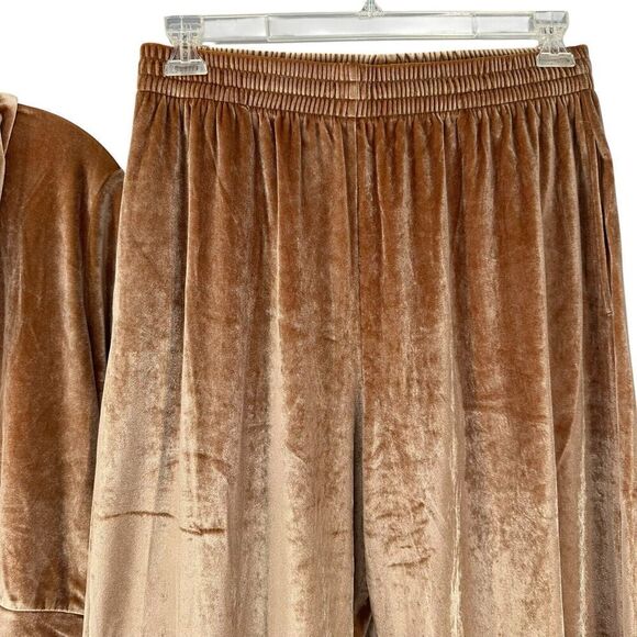 Victorias Secret Velour Track Suit Set Tan Size L XL Rhinestone Logo Lounge - Picture 6 of 10